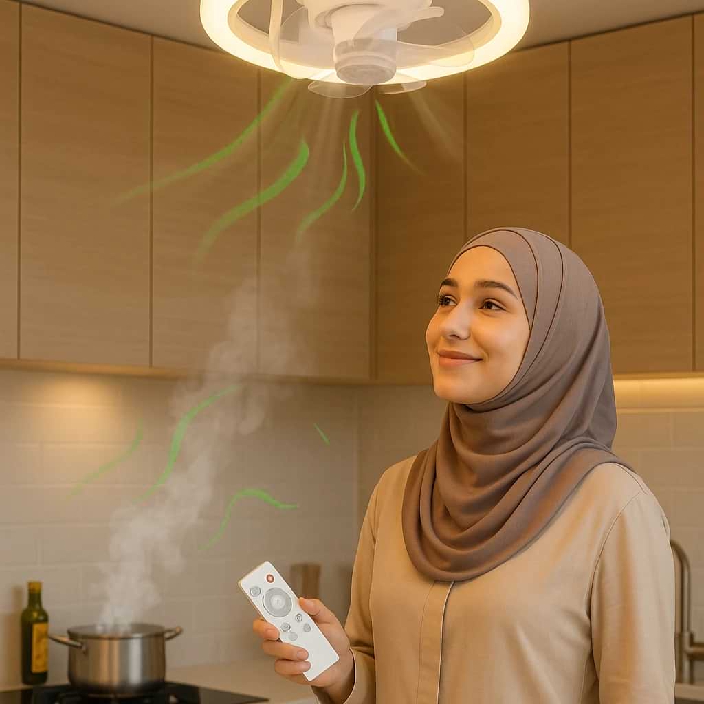 مروحة سقف ومصباح ليد 2 في 1: تحكم كامل بأجواء منزلك مع إضاءة 360° وألوان أر جي بي